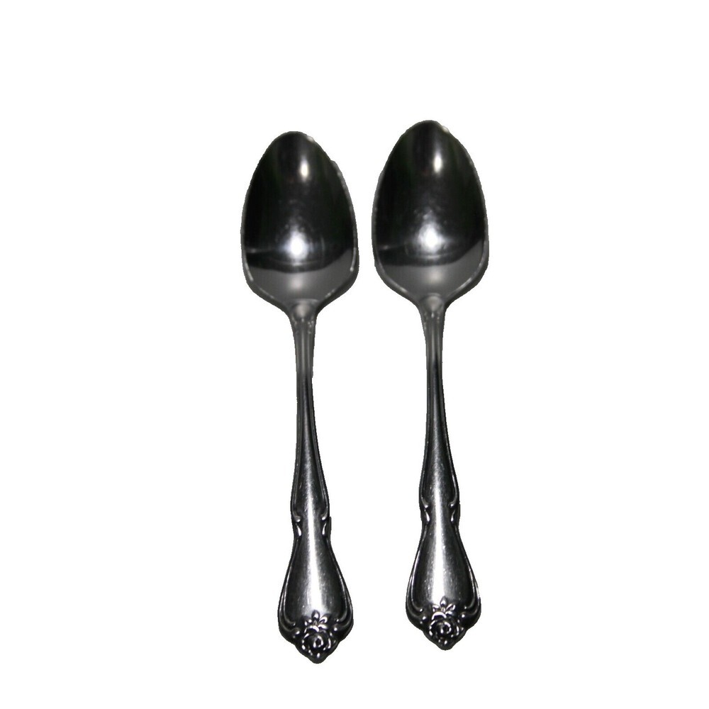 Oneida Ltd 1881 Rogers True Rose Arbor Rose Stainless Flatware 2  Tea Spoons